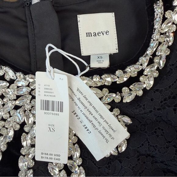 Maeve Black Lace Rhinestone Bow Top - Picture 5 of 8